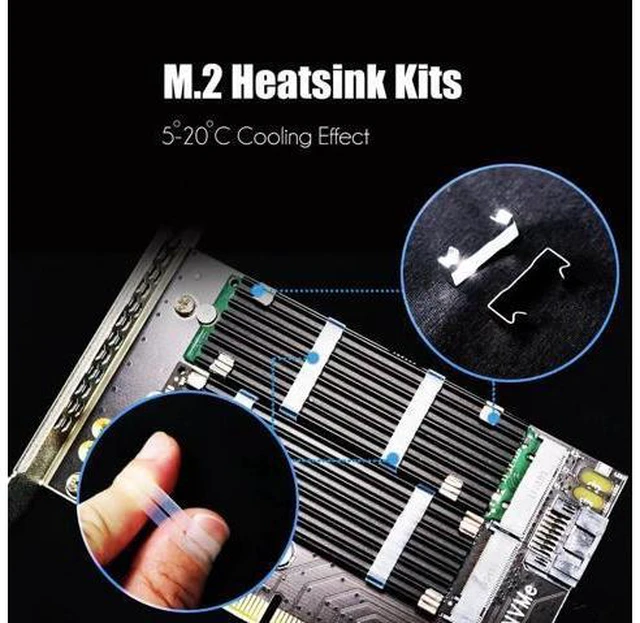 Alt view image 6 of 6 - PA12-HS Dual M.2 SSD PCIe X4 Adapter with Heatsink for One M.2 NVMe SSD and One M.2 SATA SSD, Support PCIe 4.0 SSD and OS Boot from M.2 NVMe SSD