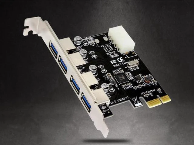 Main image of 4 Port 5Gbps Superspeed USB3.0 PCI-E PCI Express Card Adapter 4Pin IDE Connector