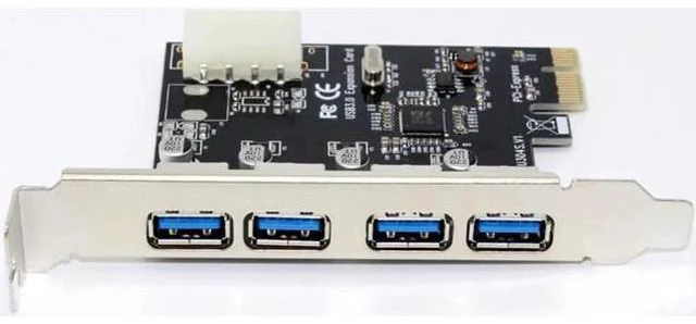 Alt view image 2 of 6 - 4 Port 5Gbps Superspeed USB3.0 PCI-E PCI Express Card Adapter 4Pin IDE Connector