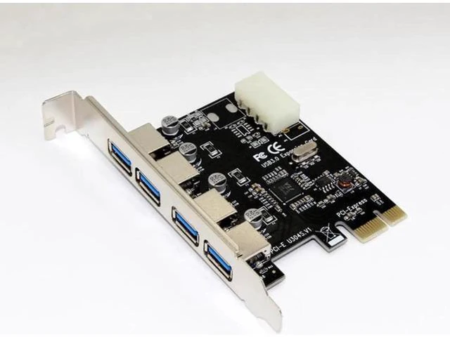 Alt view image 4 of 6 - 4 Port 5Gbps Superspeed USB3.0 PCI-E PCI Express Card Adapter 4Pin IDE Connector