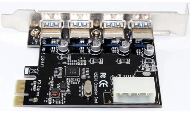 Alt view image 5 of 6 - 4 Port 5Gbps Superspeed USB3.0 PCI-E PCI Express Card Adapter 4Pin IDE Connector