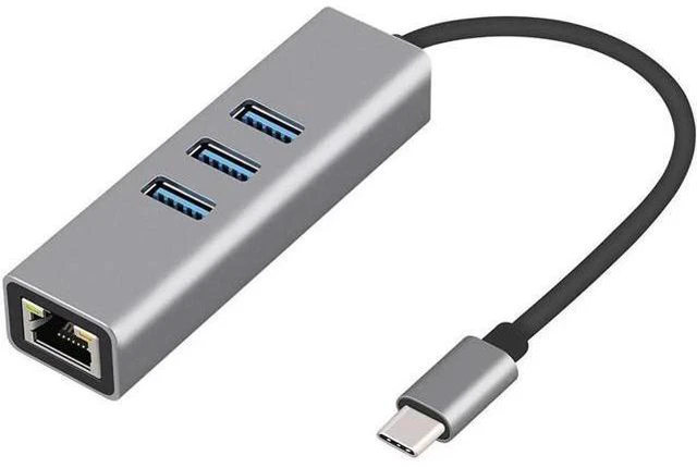 Main image of USB-c hub, Type C to Gigabit Ethernet and 3 USB 3.0 adapters, Aluminum Portable hub, RJ45 Gigabit Ethernet Network Adapter, Converter, hub, for 10 / 100 / 1000 Mbps Ethernet