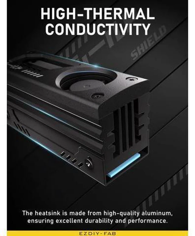 Alt view image 3 of 6 - Shield M.2 SSD Heatsink with Build-in 20mm PWM Fan, Premium Aluminum Design, High-Performance SSD Cooler for M.2 2280-Black-1 Pack
