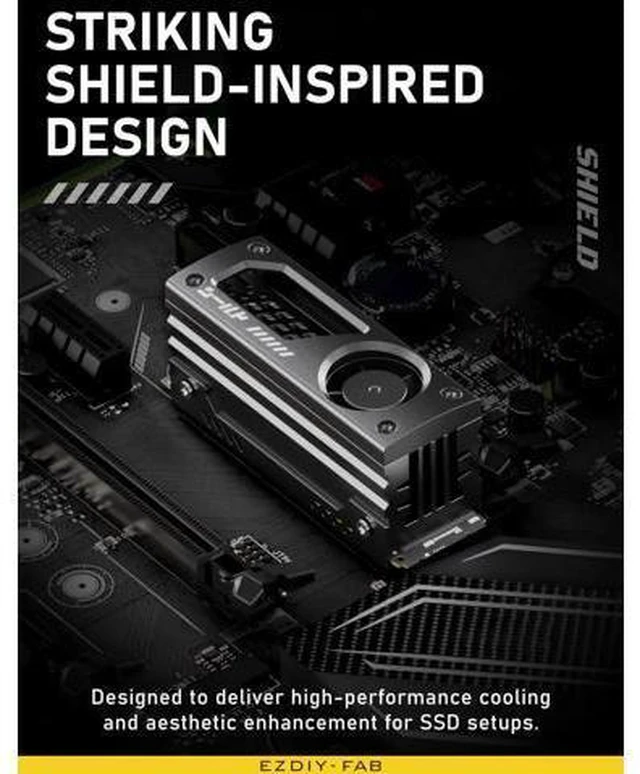 Alt view image 2 of 6 - Shield M.2 SSD Heatsink with Build-in 20mm PWM Fan, Premium Aluminum Design, High-Performance SSD Cooler for M.2 2280-Black-1 Pack