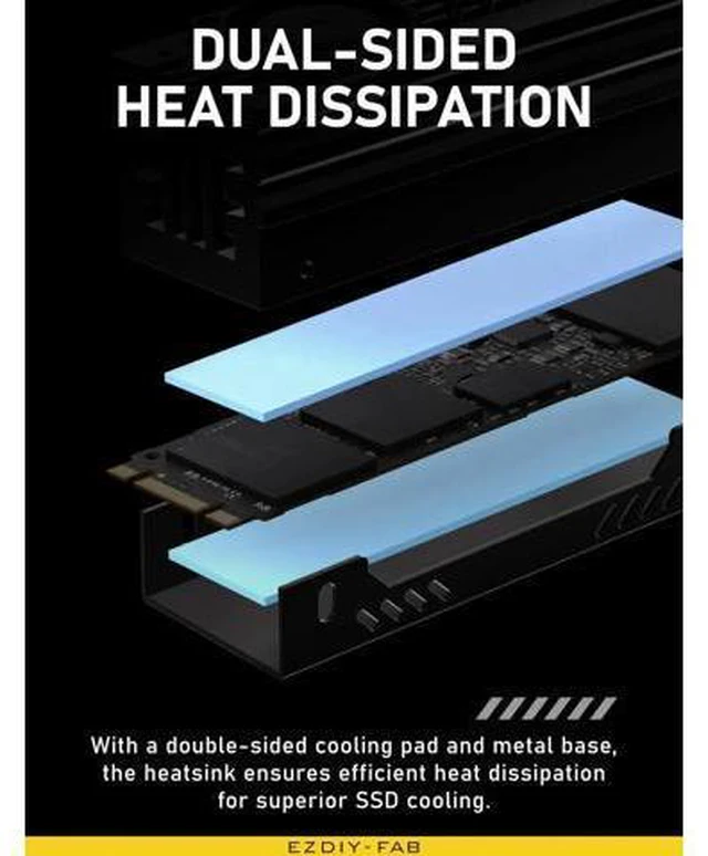 Alt view image 4 of 6 - Shield M.2 SSD Heatsink with Build-in 20mm PWM Fan, Premium Aluminum Design, High-Performance SSD Cooler for M.2 2280-Black-1 Pack