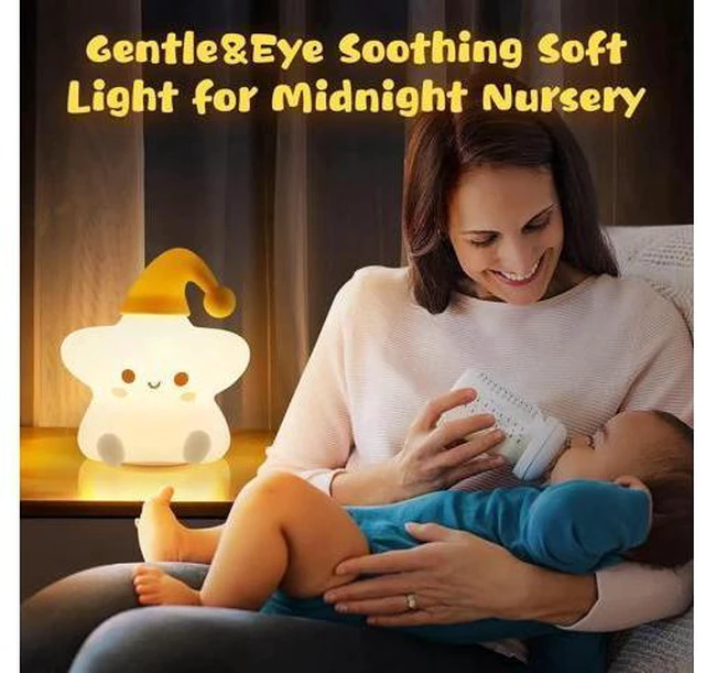 Alt view image 2 of 6 - Silicone Cute Stars Night Light, Baby Star Night Light, Battery Night Light Lamp