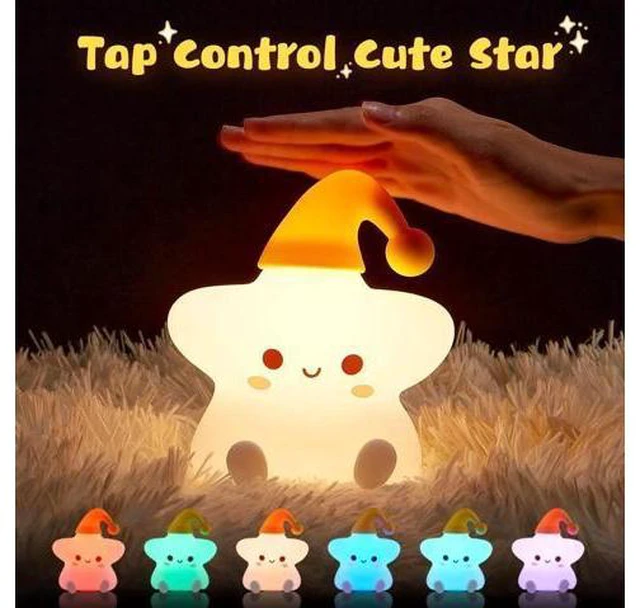 Alt view image 4 of 6 - Silicone Cute Stars Night Light, Baby Star Night Light, Battery Night Light Lamp