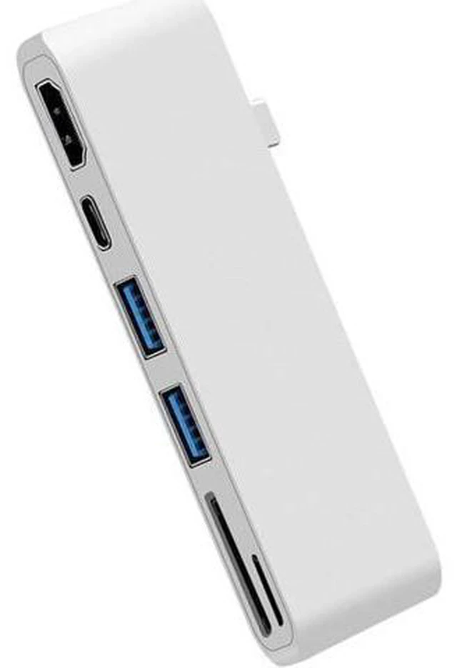 Alt view image 4 of 7 - USB C Hub 6-in1 USB C Docking Station with HDMI 4K Type C Power Delivery,2 USB 3.0 Ports SDMicro Card Reader Compatible with MacBook Pro 2017/2016 13/15inch,MacBook 2018 13 inch - Silver