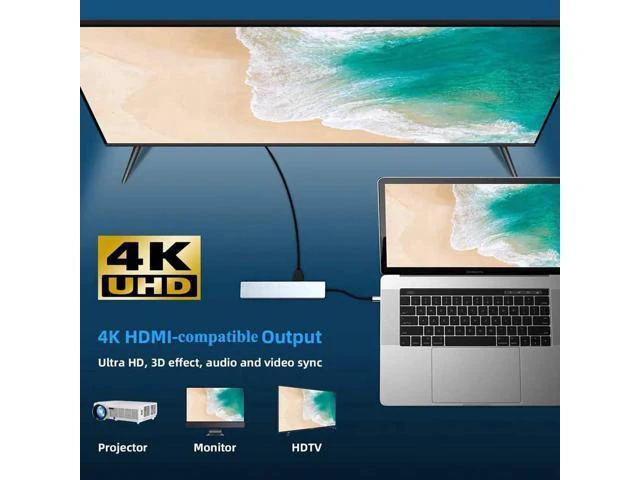 Alt view image 5 of 7 - USB C Hub 8-in-1 Type C Adapter with RJ45 Ethernet, 4K HDMI,USB3.0, USB2.0, 87W PD,USB-C Data Port and SD/TF Card Reader Docking Station Compatible with MacBook and All USB-C Laptops