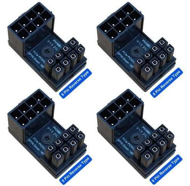 Main image of 4-Pack 8 Pin 180 Degree Adapter, Reverse Type GPU VGA PCIe 8 Pin U Turn 180 Degree Angle Connector Power Adapter Board for Desktop Graphics Card