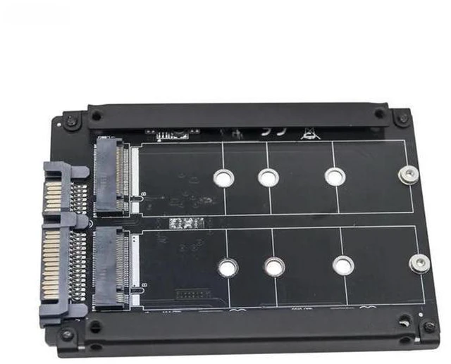 Main image of JBOD 2 Port B+M Key M.2 SATA SSD to SATA3.0 6Gb 2.5" Adapter Riser Card with Metal Case Enclosure for 2230 2242 2260 2280 M2 SSD