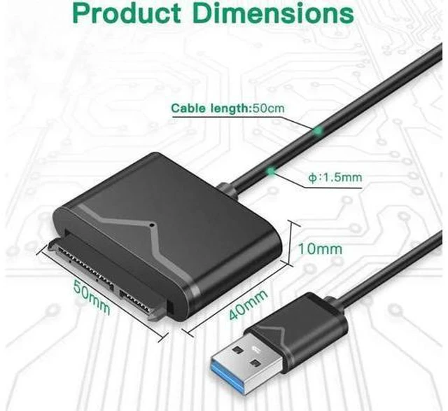 Alt view image 5 of 7 - USB 3.0 to SATA Converter External Hard Drive Adapter Kit for Universal 2.5/3.5 HDD/SSD Hard Drive Disk, Included 12V/2A (UT-3112)