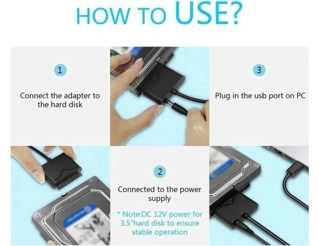 Alt view image 7 of 7 - USB 3.0 to SATA Converter External Hard Drive Adapter Kit for Universal 2.5/3.5 HDD/SSD Hard Drive Disk, Included 12V/2A (UT-3112)