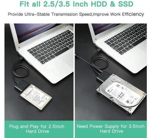 Alt view image 6 of 7 - USB 3.0 to SATA Converter External Hard Drive Adapter Kit for Universal 2.5/3.5 HDD/SSD Hard Drive Disk, Included 12V/2A (UT-3112)