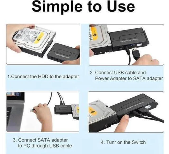Alt view image 3 of 7 - USB 3.0 to IDE and SATA Converter External Hard Drive Adapter Kit for 2.5"/3.5" SSD/HDD, Support Max 6TB, Auto-Sleep Mode with 12V/2A Power Adapter