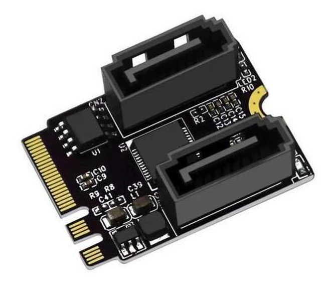 Main image of M.2 A+E KEY to 2 Ports SATA3.0 Converter Card Hard disk expansion card: Fast Data Transmission and Stable Output