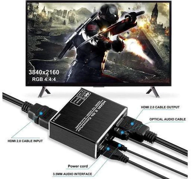 Alt view image 4 of 7 - Aluminum Shell 4K 60Hz HDMI 2.0 Audio Extractor for PS5 Xbox Series X 4K HDMI Audio Extractor converter HDMI + SPDIF + 3.5 mm audio Output,OZV8-1