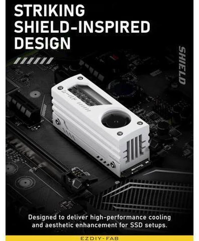 Alt view image 3 of 6 - Shield M.2 SSD Heatsink with Build-in 20mm PWM Fan, Premium Aluminum Design, High-Performance SSD Cooler for M.2 2280-White-1 Pack