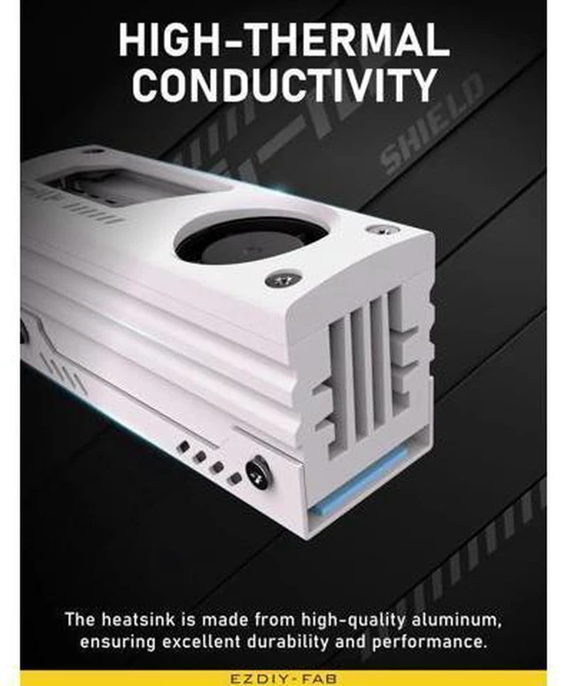 Alt view image 6 of 6 - Shield M.2 SSD Heatsink with Build-in 20mm PWM Fan, Premium Aluminum Design, High-Performance SSD Cooler for M.2 2280-White-1 Pack