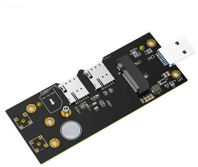 Main image of M.2 NGFF 3G/4G/5G Module to USB3.0 Network Adapter Riser with Dual NANO SIM Card Slot LED Power Support 3042/3052 M.2 B Key Card