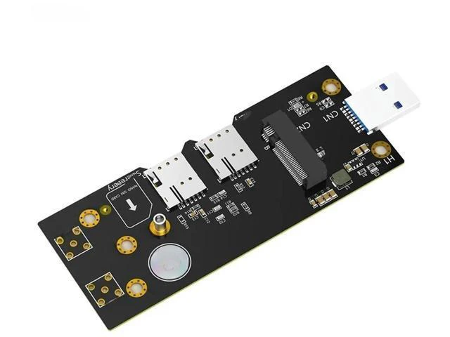 Alt view image 2 of 2 - M.2 NGFF 3G/4G/5G Module to USB3.0 Network Adapter Riser with Dual NANO SIM Card Slot LED Power Support 3042/3052 M.2 B Key Card