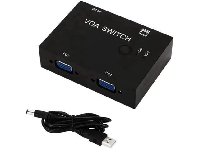 Alt view image 2 of 6 - 2 Port VGA SVGA Monitor Sharing Switch Box 2-in 1-Out for LCD PC TV Monitor
