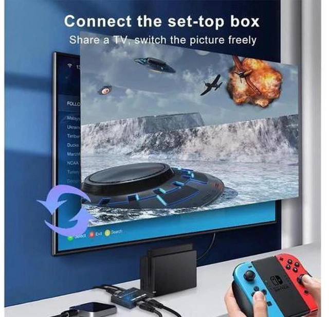 Alt view image 2 of 6 - HDMI 2.1 Ultra 8K Bi-Directional Switch 8K@60Hz 4K@120Hz 1in 2out 2in 1out High Speed 48Gbps Splitter(Singal Display) Converter Compatible with Xbox X PS5 Blue
