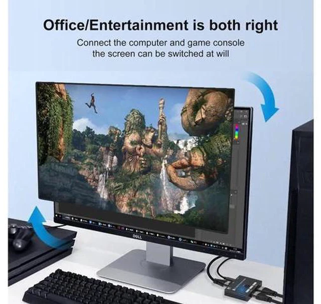 Alt view image 4 of 6 - HDMI 2.1 Ultra 8K Bi-Directional Switch 8K@60Hz 4K@120Hz 1in 2out 2in 1out High Speed 48Gbps Splitter(Singal Display) Converter Compatible with Xbox X PS5 Blue