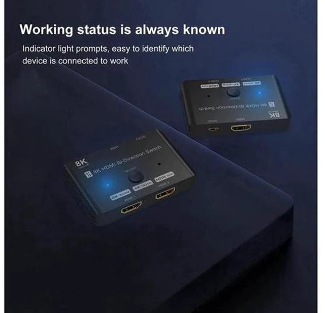Alt view image 7 of 7 - HDMI 2.1 Ultra 8K HD Bi-Directional Switch 8K@60Hz 4K@120Hz 1in 2out 2in 1out High Speed 48Gbps Splitter(Singal Display) Converter Compatible with Xbox X PS5