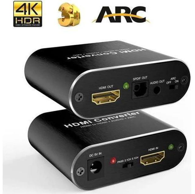 Main image of 4K60Hz HDMI Audio Extractor 4K@60Hz HDMI to HDMI + Optical Toslink SPDIF+3.5mm Audio Output HDMI Audio Converter Adapter Embedder Support 5.1 ARC 1080P 3D Suit for Fire Stick Xbox,Laptop