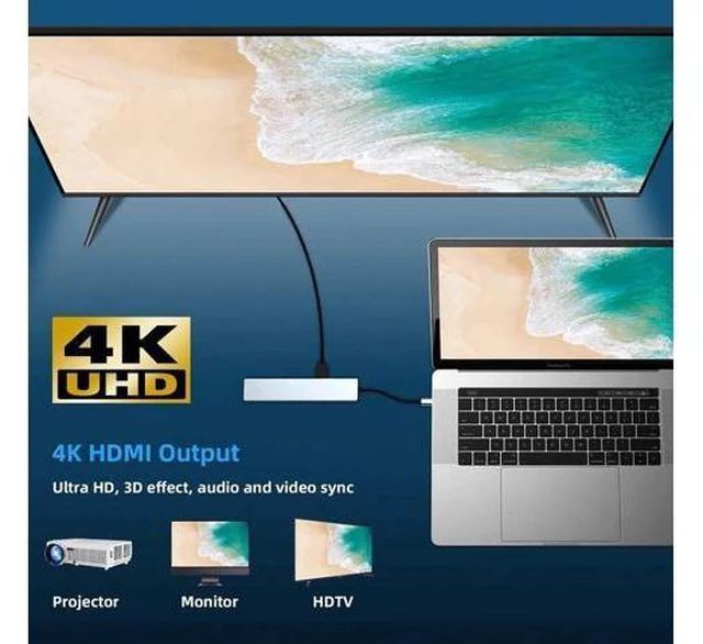 Alt view image 2 of 7 - USB C Hub, 8-in-1 Type-C Docking Station with 4K USB C to HDMI,Ethernet,87W PD,Type-C Port,2USB3.0,SD/TF, Compatible with MacBook/Pro/Air 2016/2017/2018 and More USB C Devices
