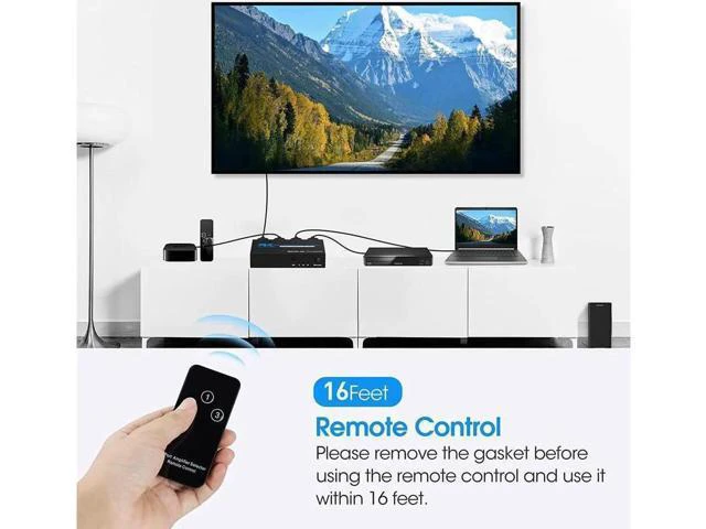 Alt view image 2 of 6 - HDMI Switch 4k@60HZHDMI Splitter 3in1 Out HDMI Switcher Selector with IR Remote Control HDMI3Port Box Hub Support 3D HDCP2.2 for PS4/Xbox One/Fire TV/Apple TV/Sky Box/STB/DVD/Roku OZQ2-1