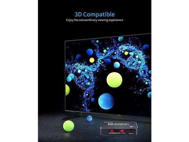 Alt view image 7 of 7 - 4K@60Hz HDMI Switch 3in1 Out w/IR Remote Control 3Port Switcher Selector Box for Xbox Nintendo PS5 PS4 TV Fire Stick Roku Supports Ultra HD Dolby Vision 18.5Gbps HDR10 HDCP 2.2 3D OZQ2-2