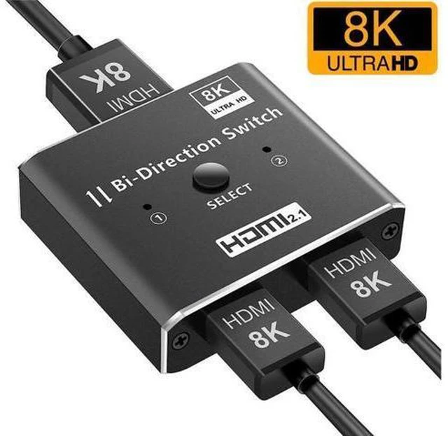 Main image of HDMI Switch Splitter 2 in 1 Out/1 in 2 Out, 2 Port Bi-directional HDMI Switcher Selector Box Support 4K@120Hz, HDR, HDCP2.3, 3D, 1080P for HDTV PS3 PS4 Xbox Projector Blu-ray Player