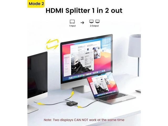 Alt view image 6 of 7 - HDMI Switch Splitter 2 in 1 Out/1 in 2 Out, 2 Port Bi-directional HDMI Switcher Selector Box Support 4K@120Hz, HDR, HDCP2.3, 3D, 1080P for HDTV PS3 PS4 Xbox Projector Blu-ray Player