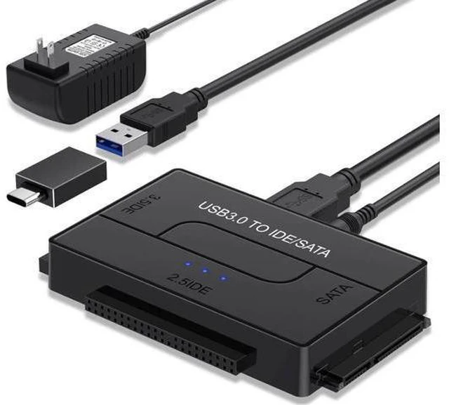 Main image of USB 3.0 to IDE and SATA Converter External Hard Drive Adapter Kit for Universal 2.5/3.5 HDD/SSD Hard Drive Disk, Included 12V/2A Power Adapter