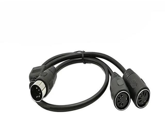 Main image of DIN 5-Pin Splitter Y Adapter MIDI Cable, MIDI 5 Pin Male to Dual 2 x DIN-5 Female Extension Audio Cable (D5P M-2F,0.5meter)