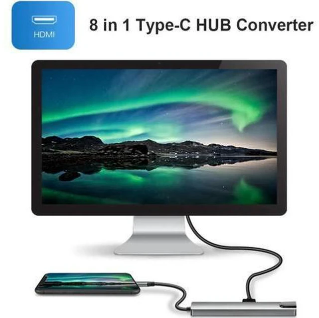 Alt view image 3 of 7 - USB C Hub Multiport Adapter, 8-in-1 Type C Hub with RJ45 Port, 2 USB 3.0 Port,4K HDMI,SD/TF Card Port,87W PD, Type-C Port Docking Station, Compatible for MacBook Pro and Type C Devices