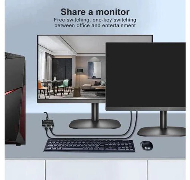 Alt view image 3 of 7 - Displayport 1.4 Switch 8K Displayport Bi-direction splitter switcher Displayport KVM 1in 2out 2in 1out Display-port 8K@60Hz,4K@120Hz Splitter Converter for Computer Monitor Projector TV