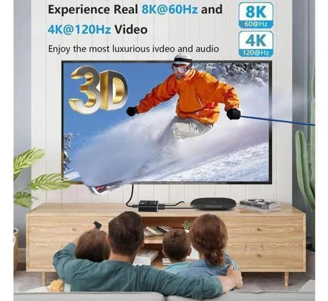 Alt view image 6 of 6 - HDMI 2.1 Switch 8K 60Hz HDMI Switcher 2 in 1 Out, 2 Port 4K 120Hz 8K HDMI Switcher Support 8K 48Gbps for Xbox Series X PS4 Pro PS5 Roku UHD TV Monitor Projector (OZ8Q2)
