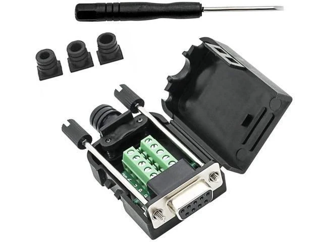 Alt view image 2 of 7 - DB9 Breakout Connector to Wiring Solderless Terminal RS232 D-SUB Female Serial Adapter 9pin Port Breakout Board Black Rubber Core with Case,Screwdriver,Long Bolts