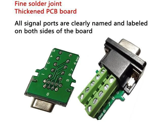 Alt view image 4 of 7 - DB9 Breakout Connector to Wiring Solderless Terminal RS232 D-SUB Female Serial Adapter 9pin Port Breakout Board Black Rubber Core with Case,Screwdriver,Long Bolts