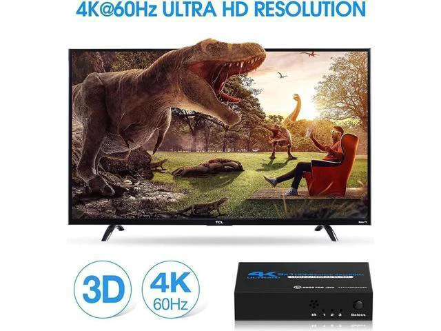 Alt view image 4 of 7 - 4k HDR 3x1 HDMI Switch with IR Remote Control 3 Ports HDMI 2.0 Switcher Selector Supports HDCP 2.2 4K@60Hz UltraHD HDR10 3D HD1080P Dolby DST HDMI Splitter for PS4 Xbox Apple TV OZQ2-1