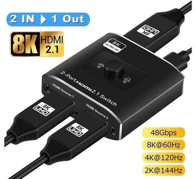 Main image of Ultra HD 8K 60Hz HDMI 2 in 1 Out Switch, 2-Port HDMI Switcher Selector, High Speed 48Gbps Supports 4K@120Hz, 1080P@240Hz, 1080P@120Hz for Fire Stick, HDTV, PS4/5, Game Consoles(OZ8Q2)
