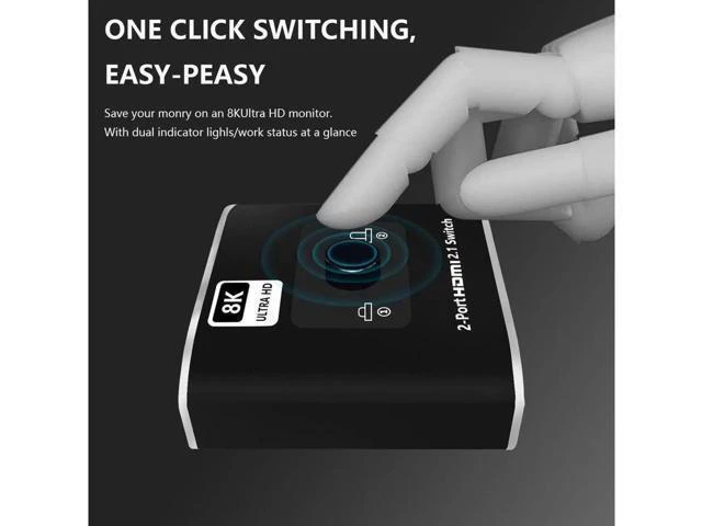 Alt view image 3 of 7 - Ultra HD 8K 60Hz HDMI 2 in 1 Out Switch, 2-Port HDMI Switcher Selector, High Speed 48Gbps Supports 4K@120Hz, 1080P@240Hz, 1080P@120Hz for Fire Stick, HDTV, PS4/5, Game Consoles(OZ8Q2)