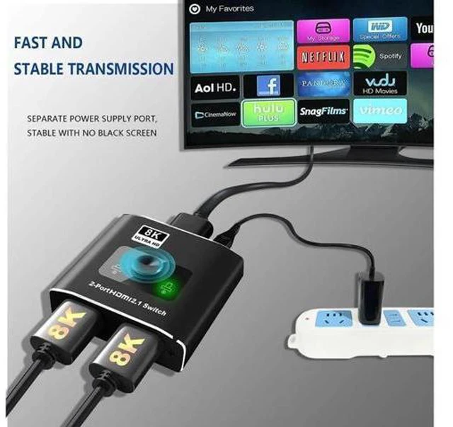 Alt view image 5 of 7 - Ultra HD 8K 60Hz HDMI 2 in 1 Out Switch, 2-Port HDMI Switcher Selector, High Speed 48Gbps Supports 4K@120Hz, 1080P@240Hz, 1080P@120Hz for Fire Stick, HDTV, PS4/5, Game Consoles(OZ8Q2)