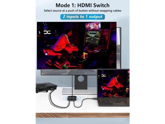 Alt view image 6 of 7 - Ultra HD 8K 60Hz HDMI 2 in 1 Out Switch, 2-Port HDMI Switcher Selector, High Speed 48Gbps Supports 4K@120Hz, 1080P@240Hz, 1080P@120Hz for Fire Stick, HDTV, PS4/5, Game Consoles(OZ8Q2)