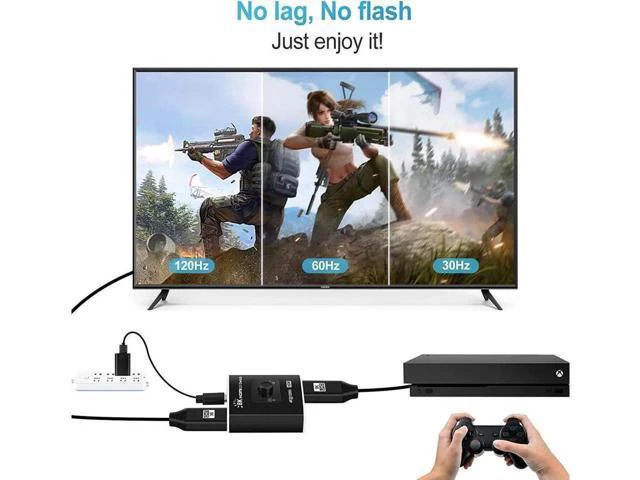 Alt view image 3 of 7 - HDMI 2.1 Switch 8K 2 in 1 Out HDMI Switcher 2 Port Support 8K 60Hz 4K 120Hz HDCP 2.3 Ultra HD 3D for Xbox PS4 PS5 Roku UHD TV Monitor Projector (OZ8Q2B)