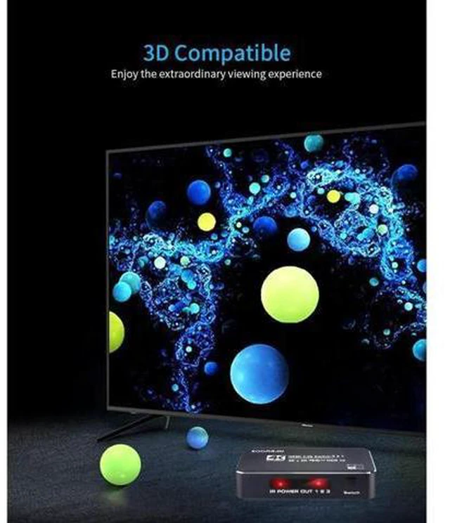 Alt view image 7 of 7 - HDMI 2.0 Switcher 3 in 1 out 4K/60Hz HDMI Splitter for XBOX 360 PS4 Smart Box 3 in 1 out HDMI 2.0 Switch Adapter Supports Ultra HD Dolby Vision, 18.5Gbps, HDR10, HDCP 2.2 & 3D - OZQ2-2