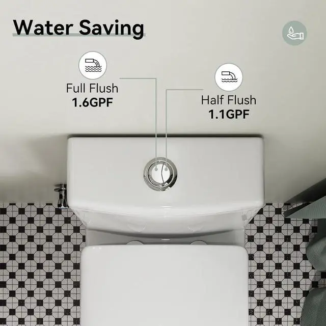 Alt view image 4 of 7 - HR-ST076WD Dual Flush Elongated Toilet with Soft Close Seat, High-Efficiency Supply, Standard Bathroom Toilet 12" Rough-In, White Finish
